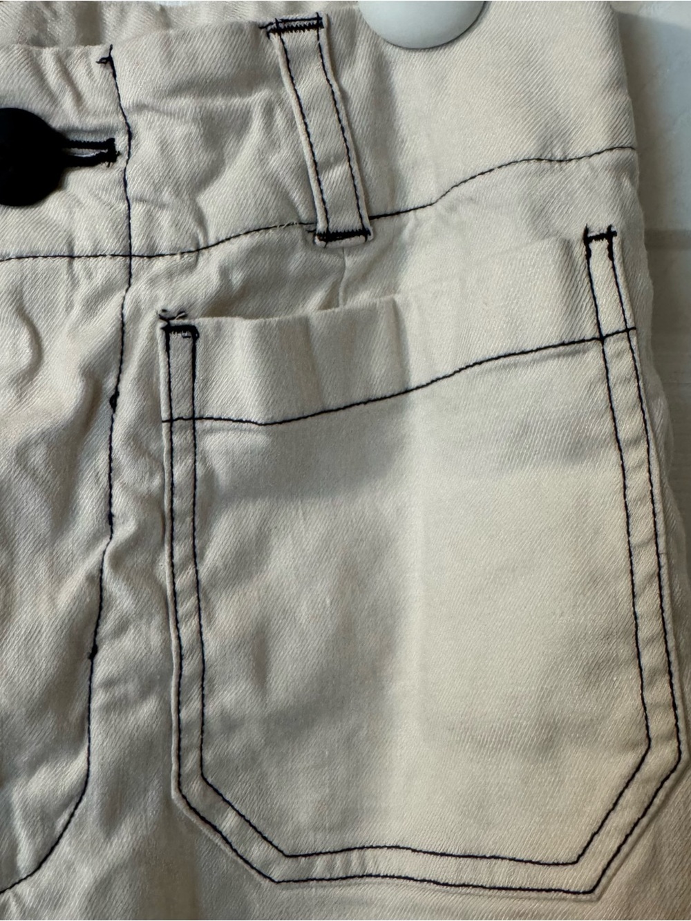 Maeve The Collette Cream Pants with Dark Contrast Stitching - Picture 5 of 9
